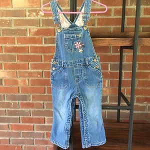 Toddler girls embroidered overalls